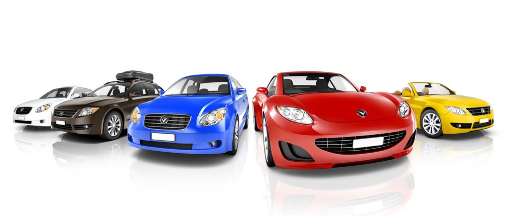 Studio Shot of Colorful Cars in a Row